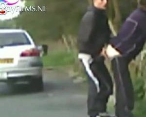 Een stiekeme blowjob langs de snelweg